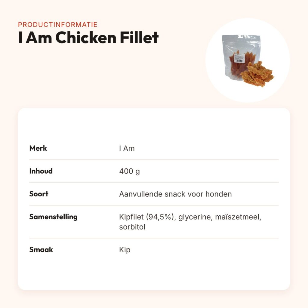 I Am hondensnack chicken fillet 400 g – gedroogde kipfilet – productinformatie