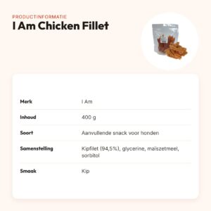 I Am hondensnack chicken fillet 400 g – gedroogde kipfilet – productinformatie