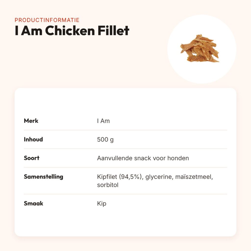 I Am hondensnack chicken fillet 500 g – gedroogde kipfilet – productinformatie