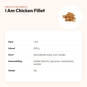 I Am hondensnack chicken fillet 500 g – gedroogde kipfilet – productinformatie
