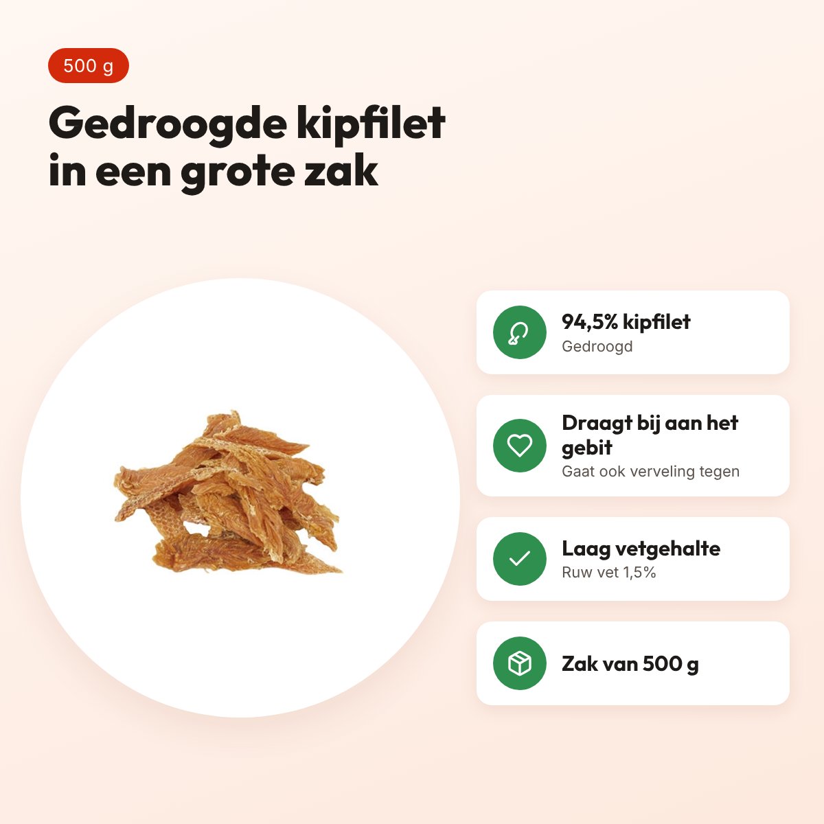 I Am hondensnack chicken fillet 500 g – gedroogde kipfilet – voordelen