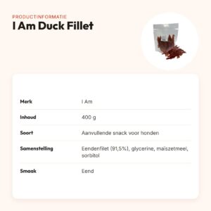 I Am hondensnack duck fillet 400 g – gedroogde eendenfilet – productinformatie