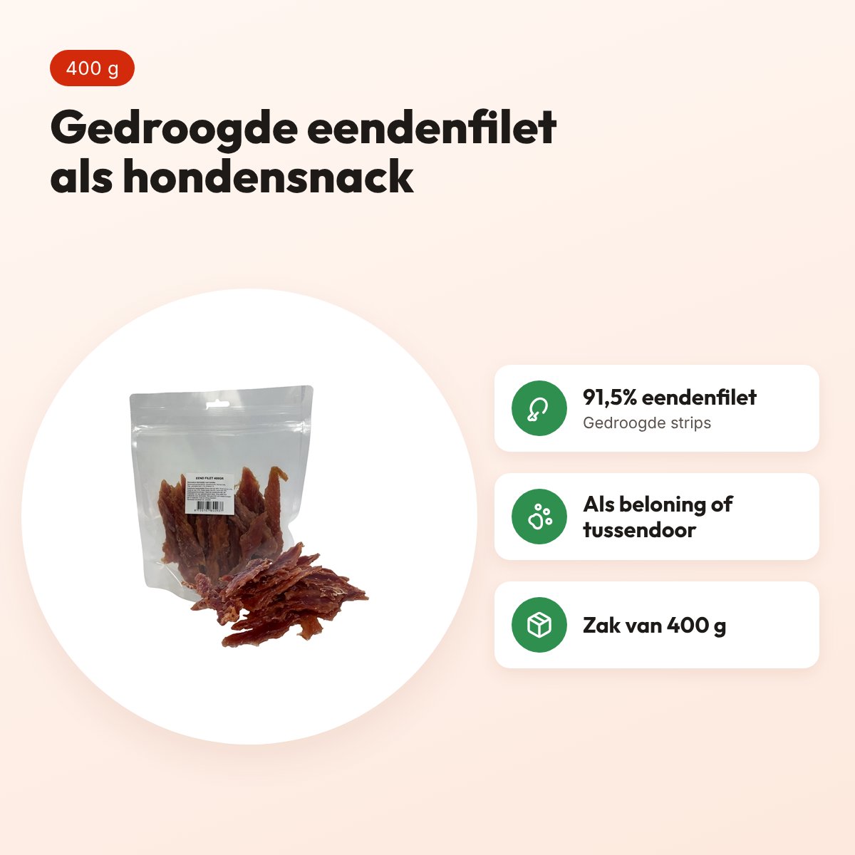 I Am hondensnack duck fillet 400 g – gedroogde eendenfilet – voordelen