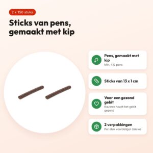I Am hondensnack fricandel kipsticks 13 x 1 cm – multipack 2 x 150 stuks – voordelen