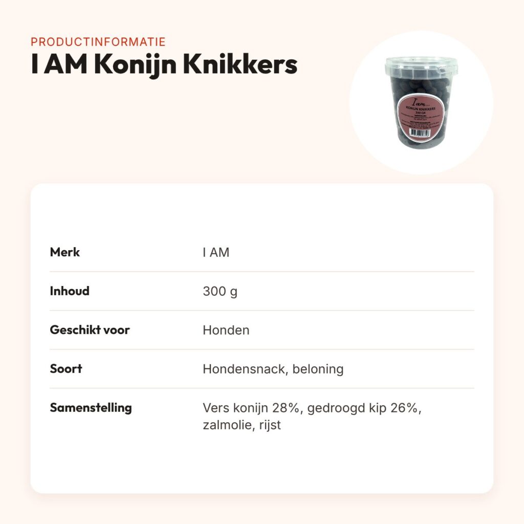 I Am hondensnack Konijn Knikkers 300 g – met 28% vers konijn – productinformatie