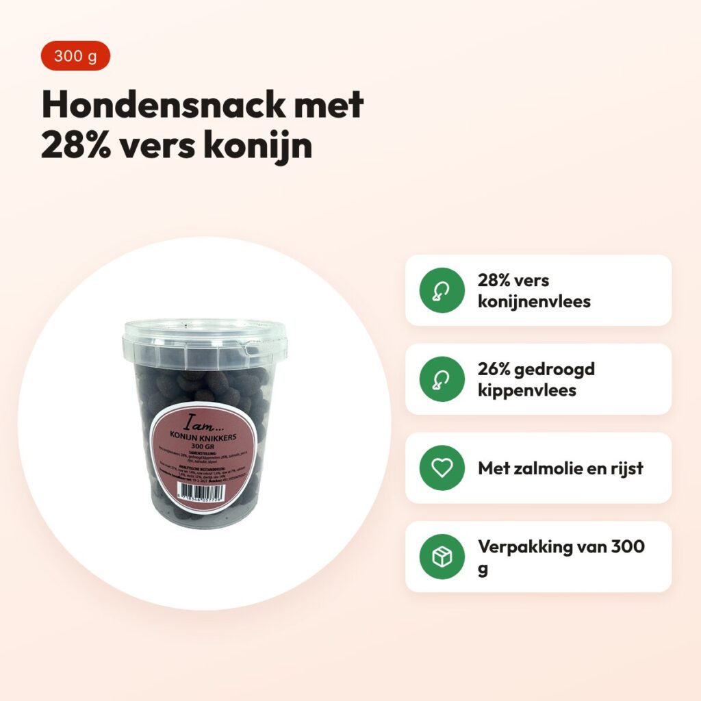 I Am hondensnack Konijn Knikkers 300 g – met 28% vers konijn – voordelen