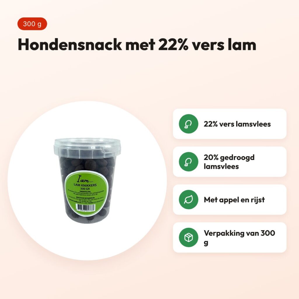 I Am hondensnack Lam Knikkers 300 g – met 22% vers lamsvlees – voordelen