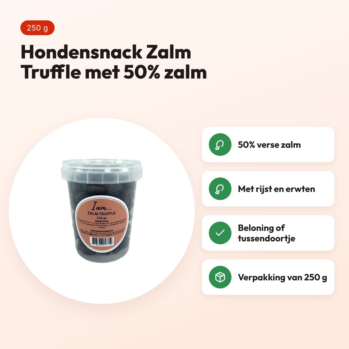 I Am hondensnack Zalm Truffle 250 g – met 50% verse zalm – voordelen