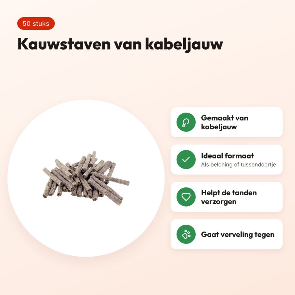 I Am kabeljauwsticks hondensnacks 50 stuks – kauwstaven – voordelen