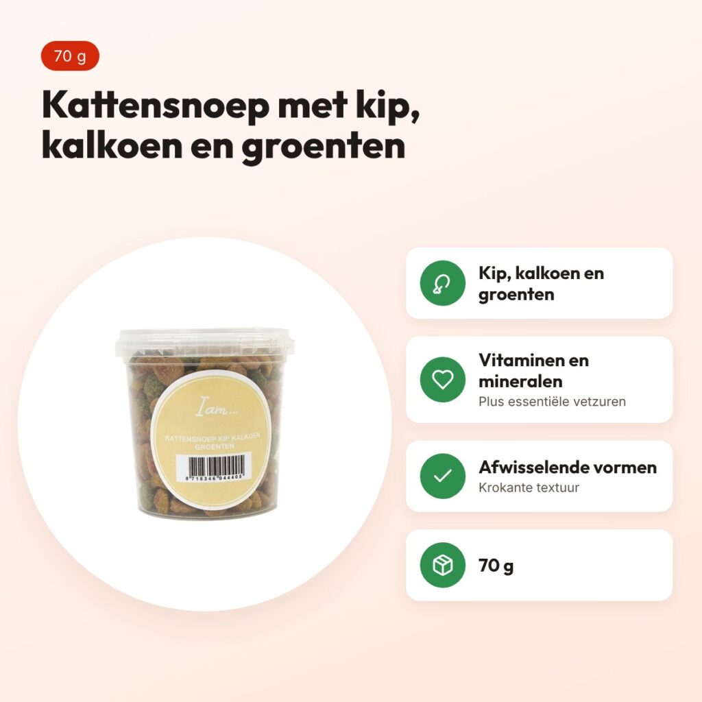 I Am kattensnoep kip, kalkoen en groenten 70 g – voordelen