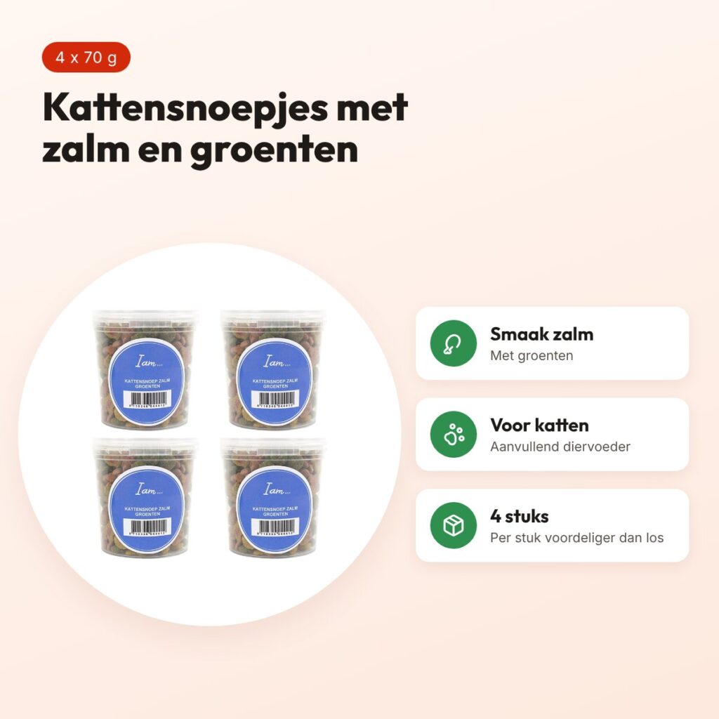 I Am kattensnoepjes zalm en groenten 70 g – multipack 4 stuks – voordelen