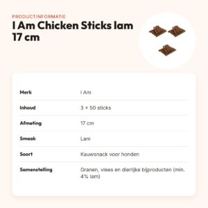I Am kauwsnack Chicken Sticks lam 17 cm – multipack 3 x 50 stuks – productinformatie