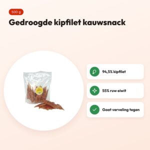 I Am kipfilet kauwsnack 500 g – gedroogde kip voor honden – voordelen