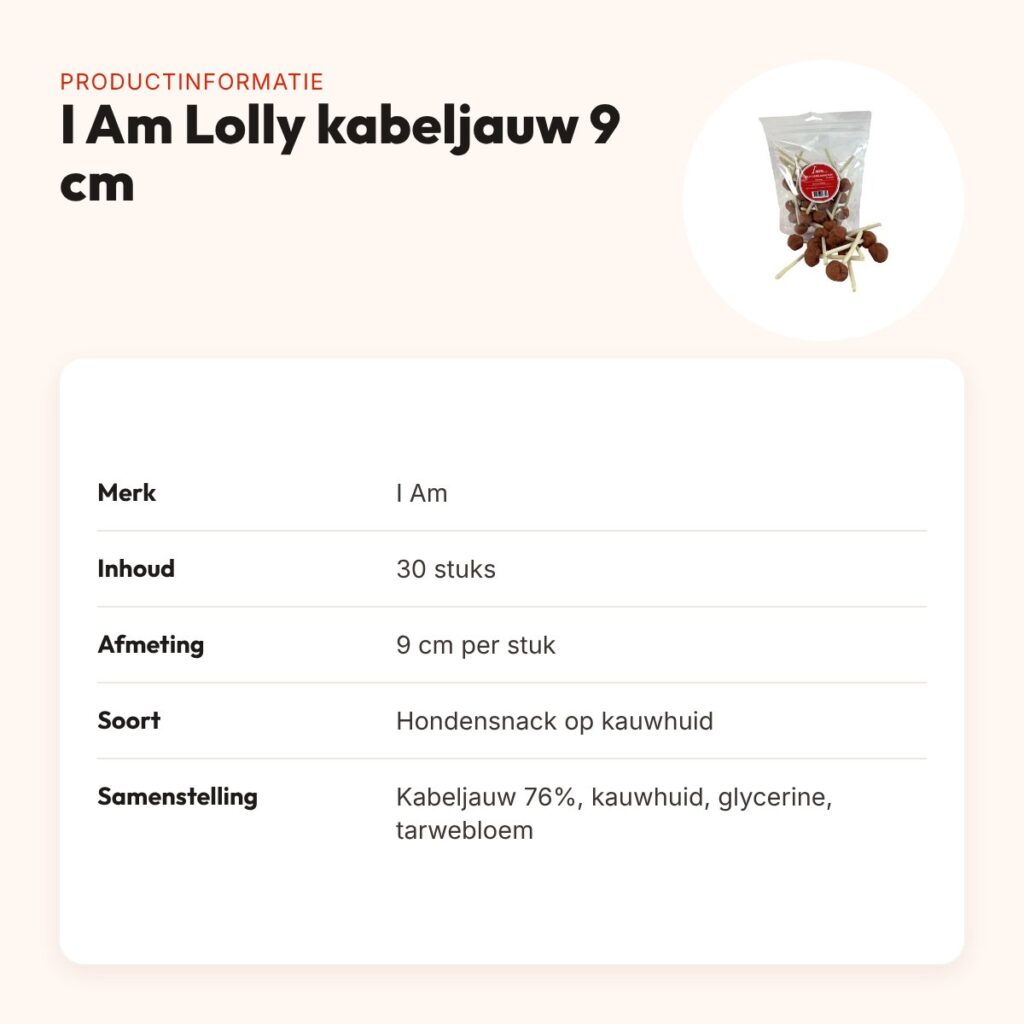 I Am Lolly kabeljauw 9 cm – hondensnack op kauwhuid, 30 stuks – productinformatie
