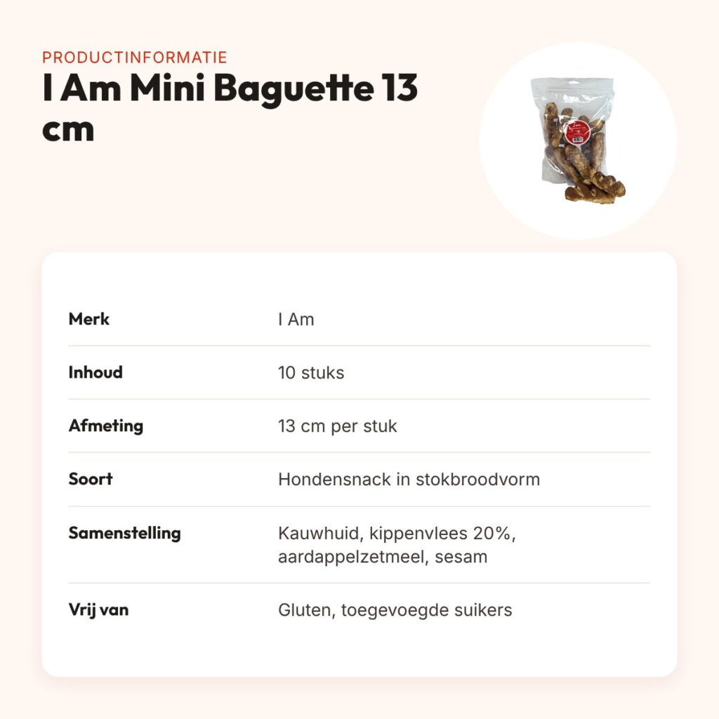 I Am Mini Baguette hondensnack 13 cm – runderhuid met kip, 10 stuks – productinformatie