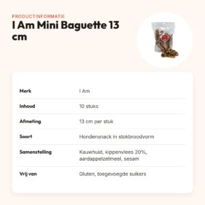 I Am Mini Baguette hondensnack 13 cm – runderhuid met kip, 10 stuks – productinformatie