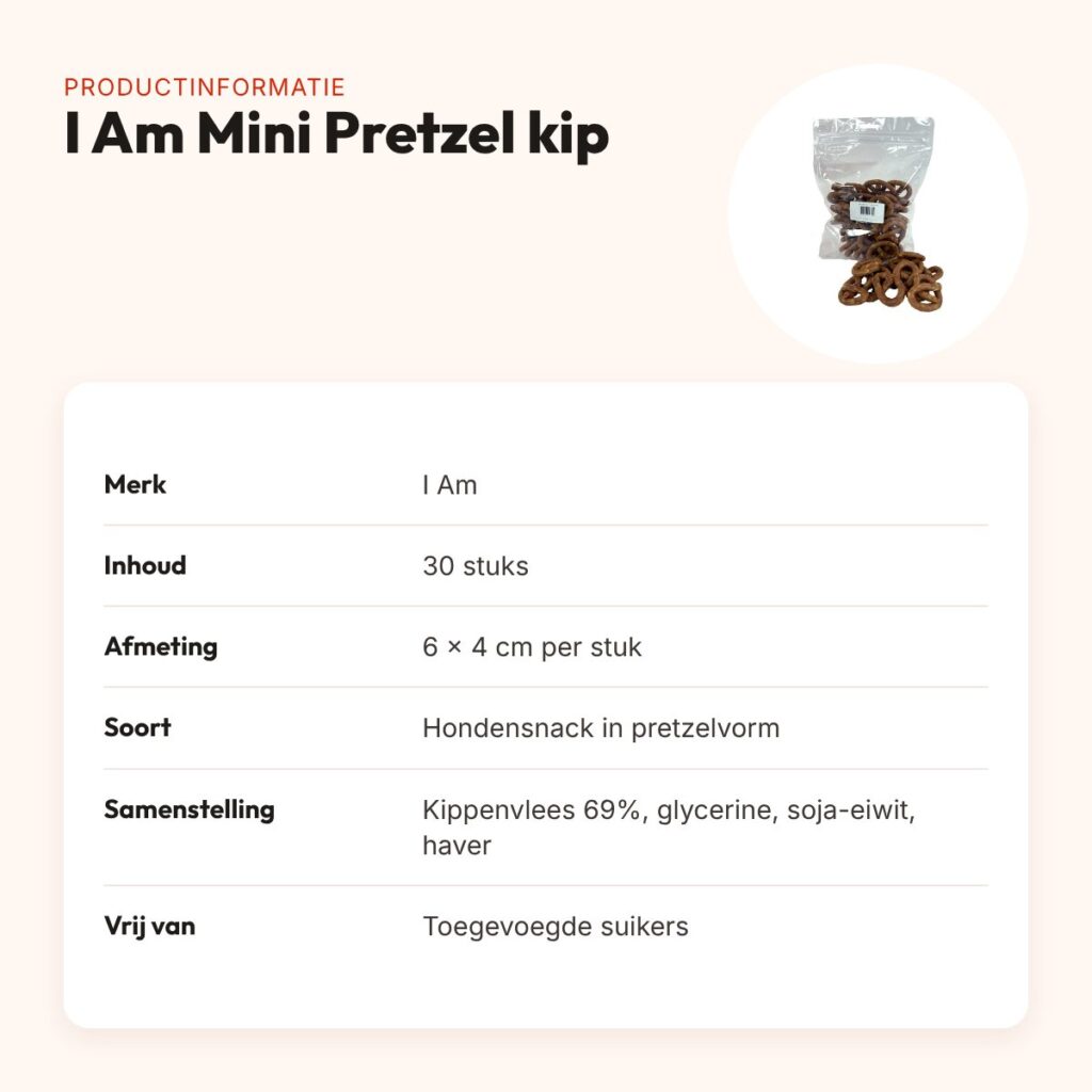 I Am Mini Pretzel kip hondensnack 30 stuks – 69% kip – productinformatie