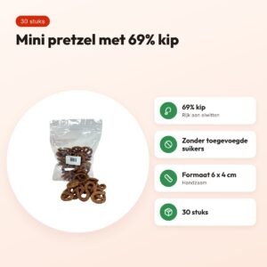 I Am Mini Pretzel kip hondensnack 30 stuks – 69% kip – voordelen
