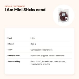 I Am Mini Sticks eend 350 g – compacte hondensnacks – productinformatie