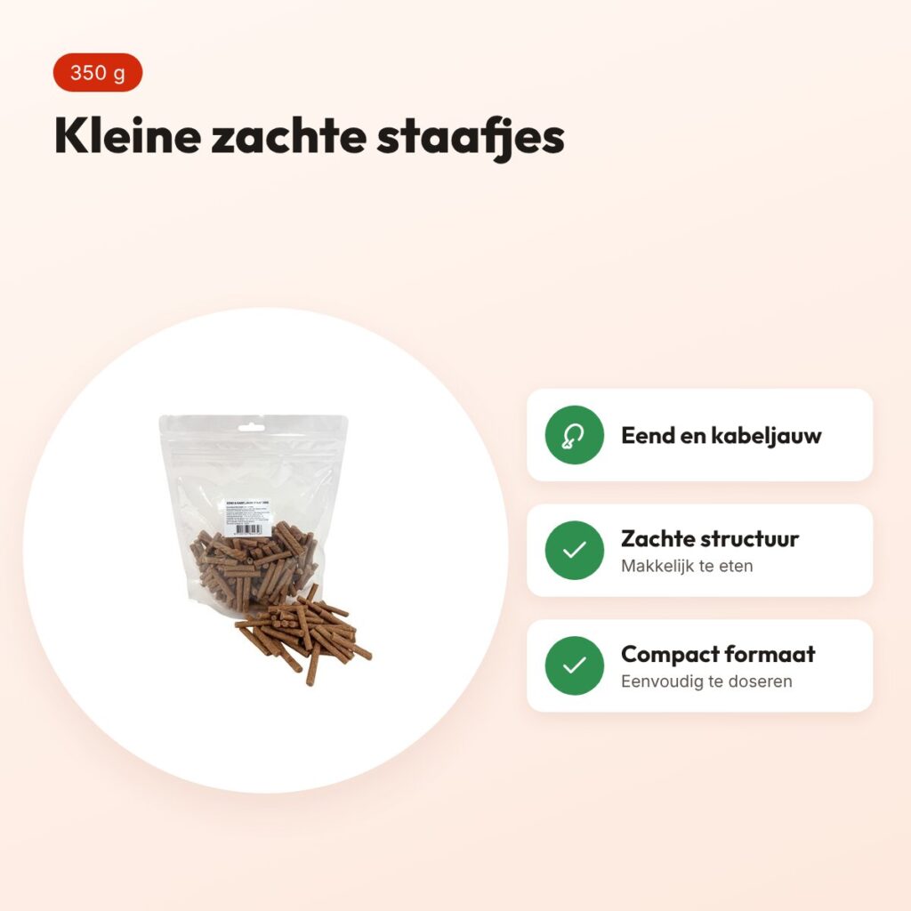 I Am Mini Sticks eend en kabeljauw 350 g – zachte hondensnack – voordelen
