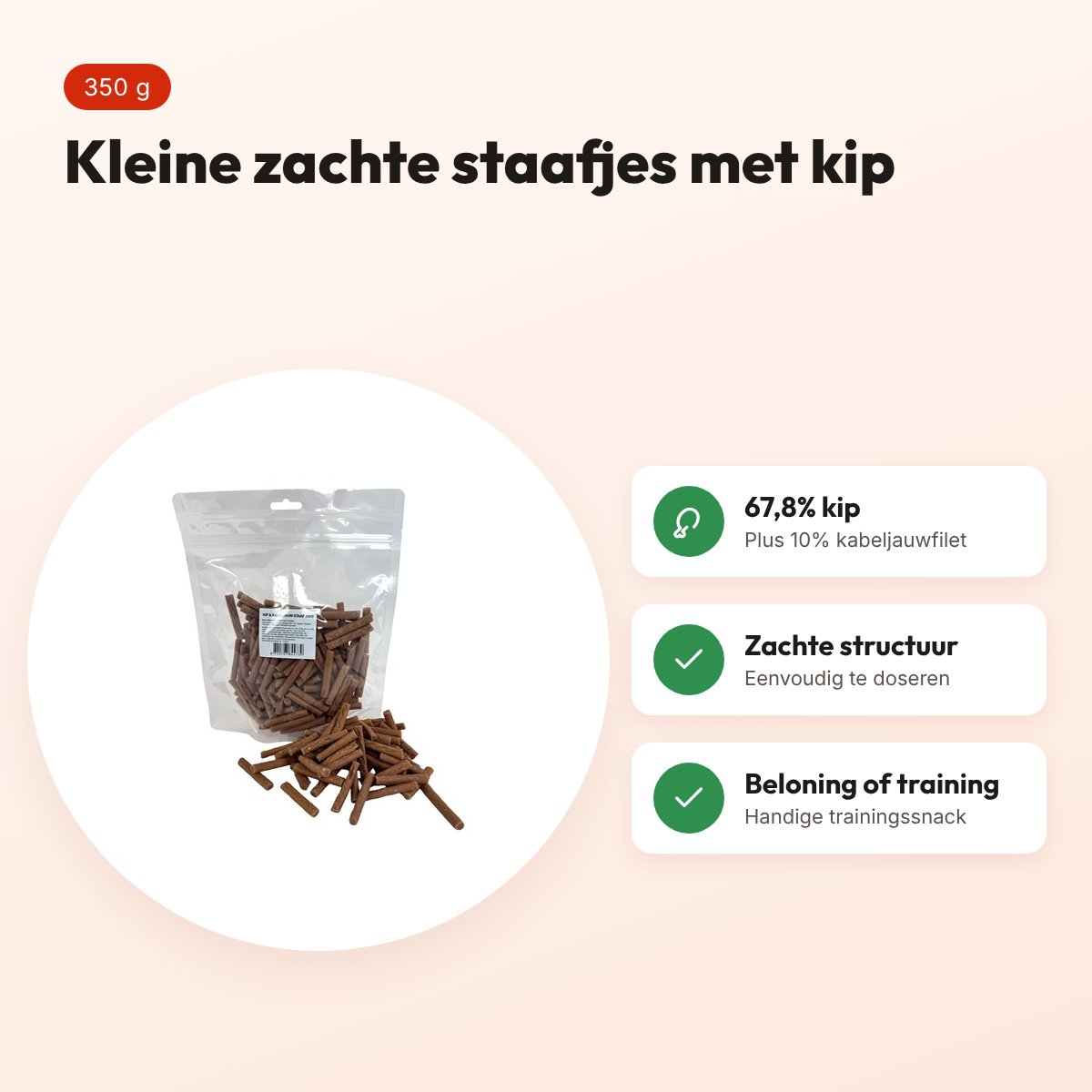I Am Mini Sticks kip en kabeljauw 350 g – zachte hondensnack – voordelen