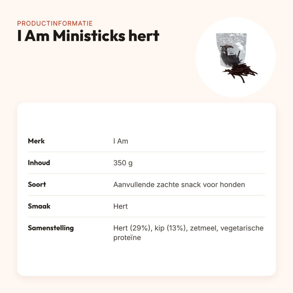 I Am ministicks hert 350 g – zachte hondensnack – productinformatie