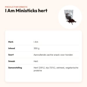 I Am ministicks hert 350 g – zachte hondensnack – productinformatie