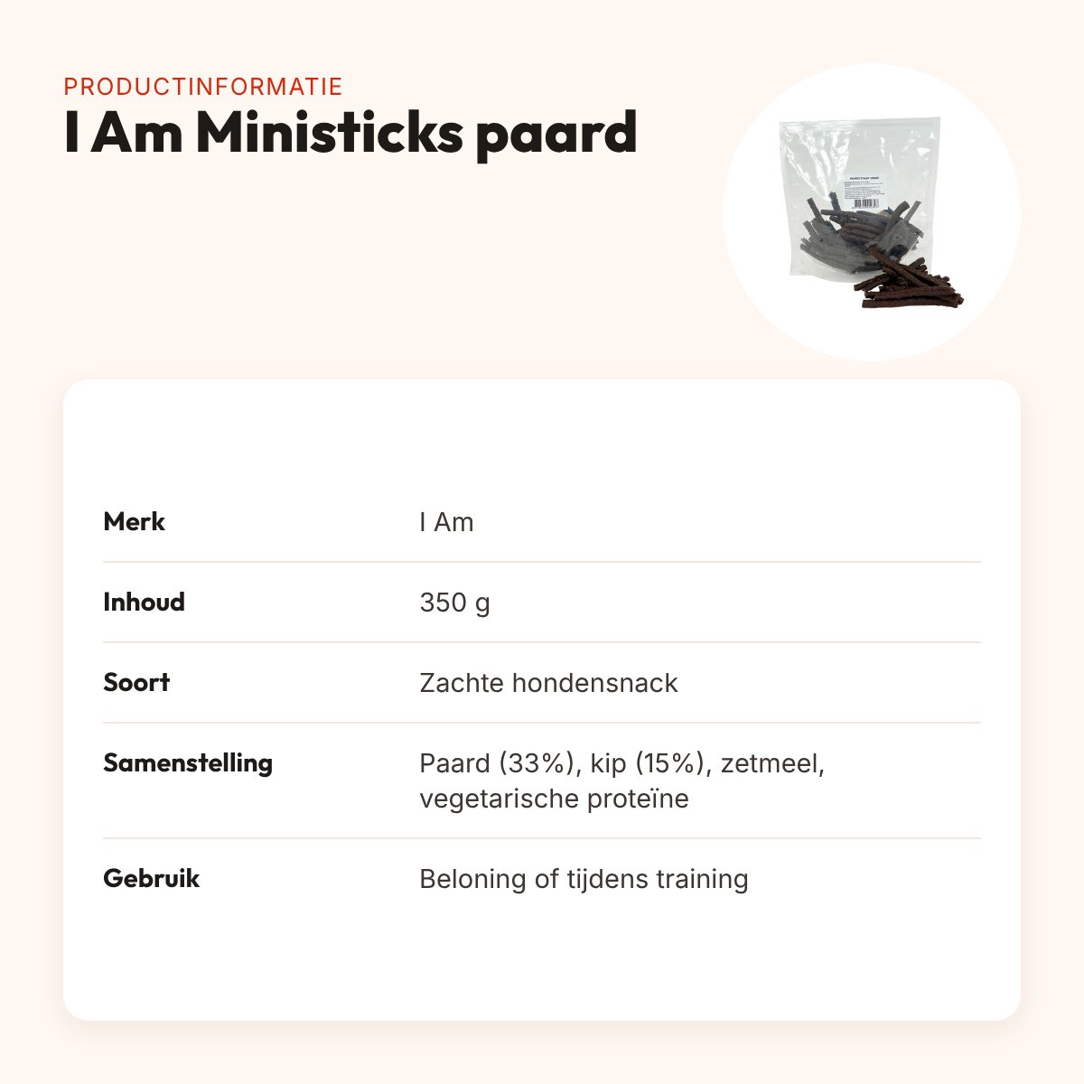 I Am Ministicks paard 350 g – zachte hondensnack – productinformatie