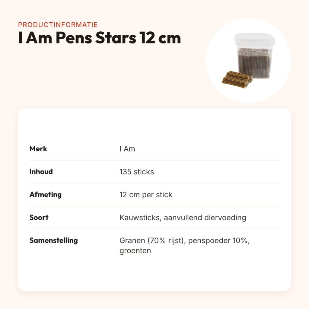I Am Pens Stars kauwsnack 12 cm – pens sticks met kip, 135 stuks – productinformatie