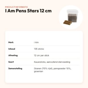 I Am Pens Stars kauwsnack 12 cm – pens sticks met kip, 135 stuks – productinformatie