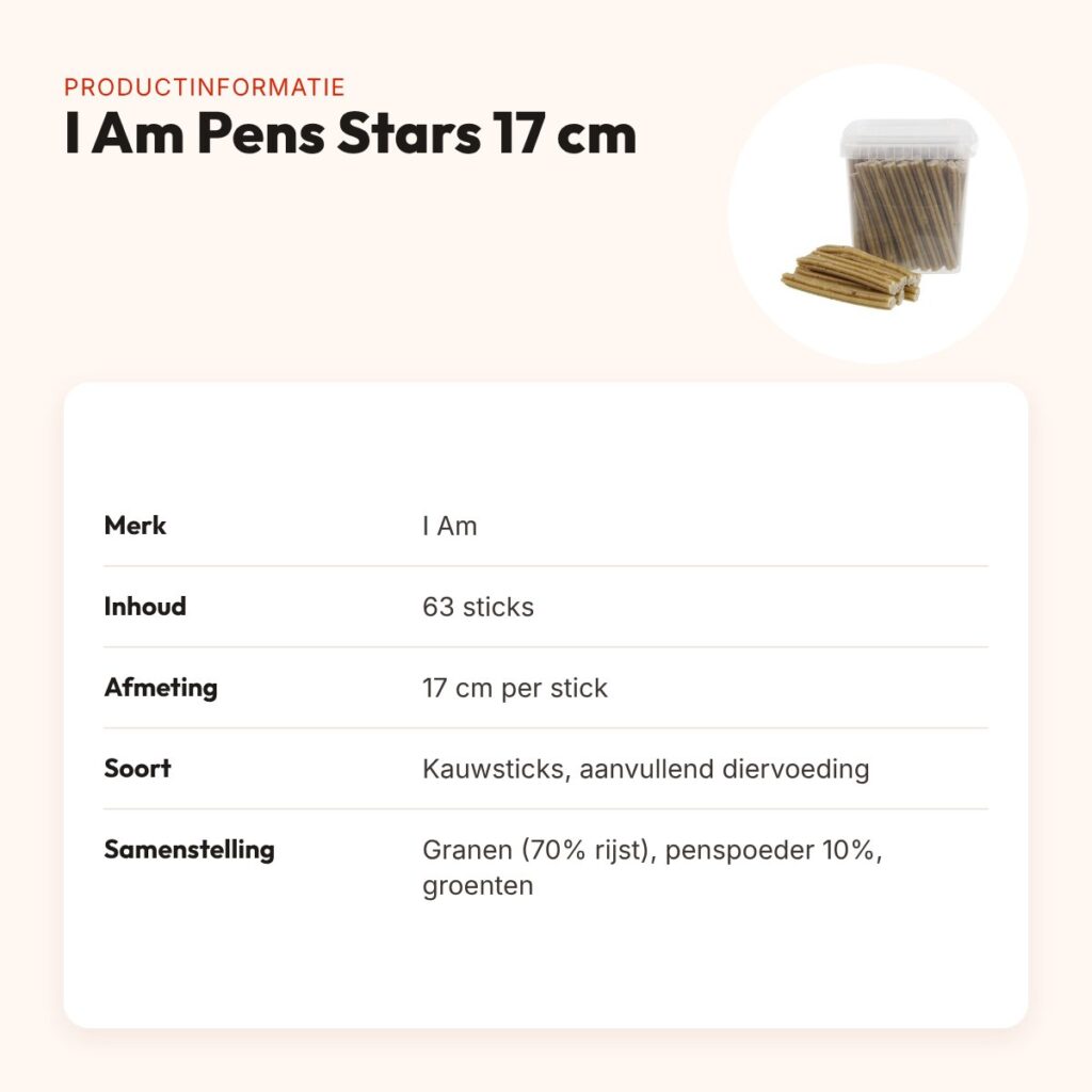 I Am Pens Stars kauwsnack 17 cm – pens sticks met kip, 63 stuks – productinformatie