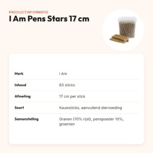I Am Pens Stars kauwsnack 17 cm – pens sticks met kip, 63 stuks – productinformatie