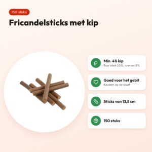 I Am sticks fricandel kip hondensnacks 150 stuks – kauwstick 13,5 cm – voordelen