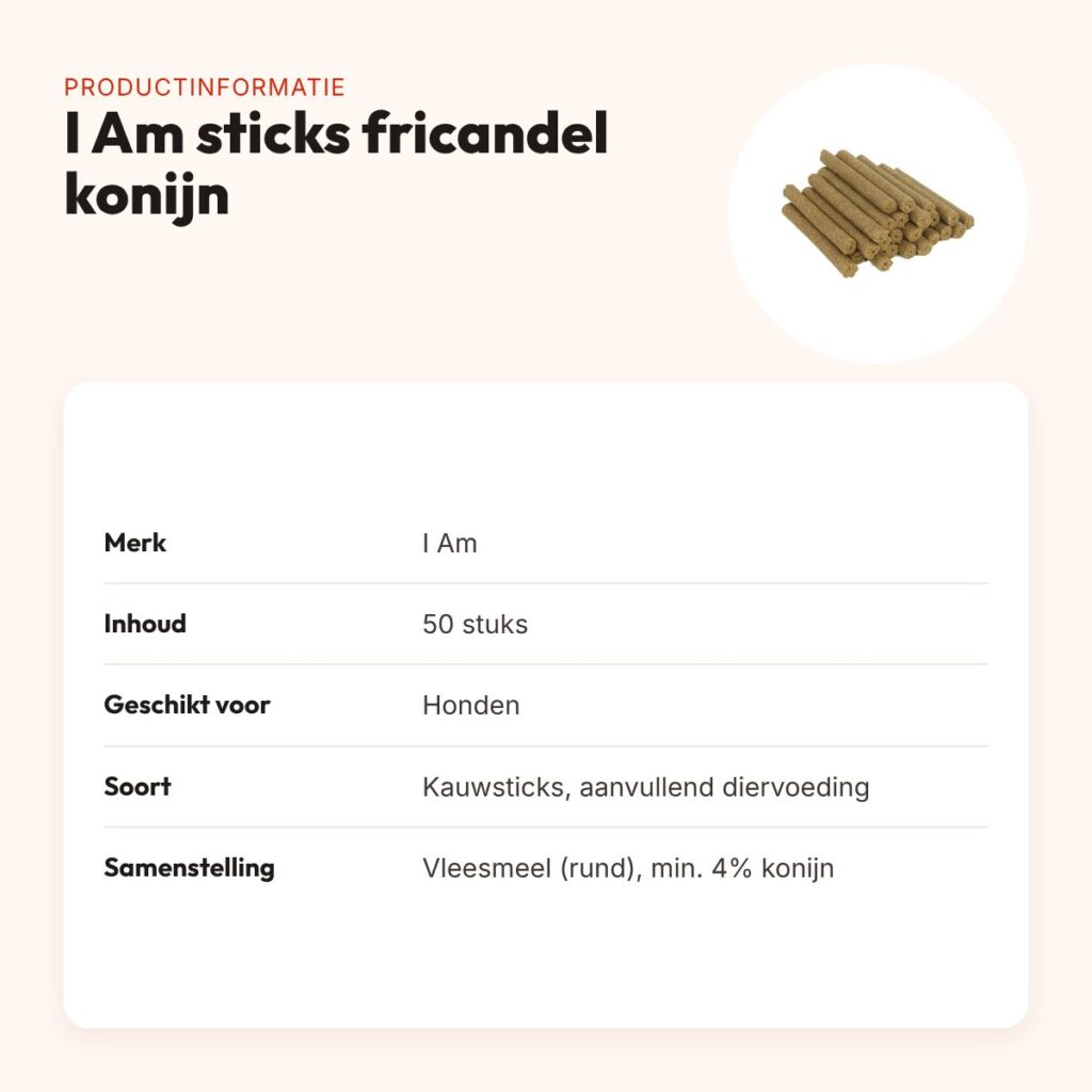 I Am sticks fricandel konijn hondenkauwsticks 50 stuks – productinformatie
