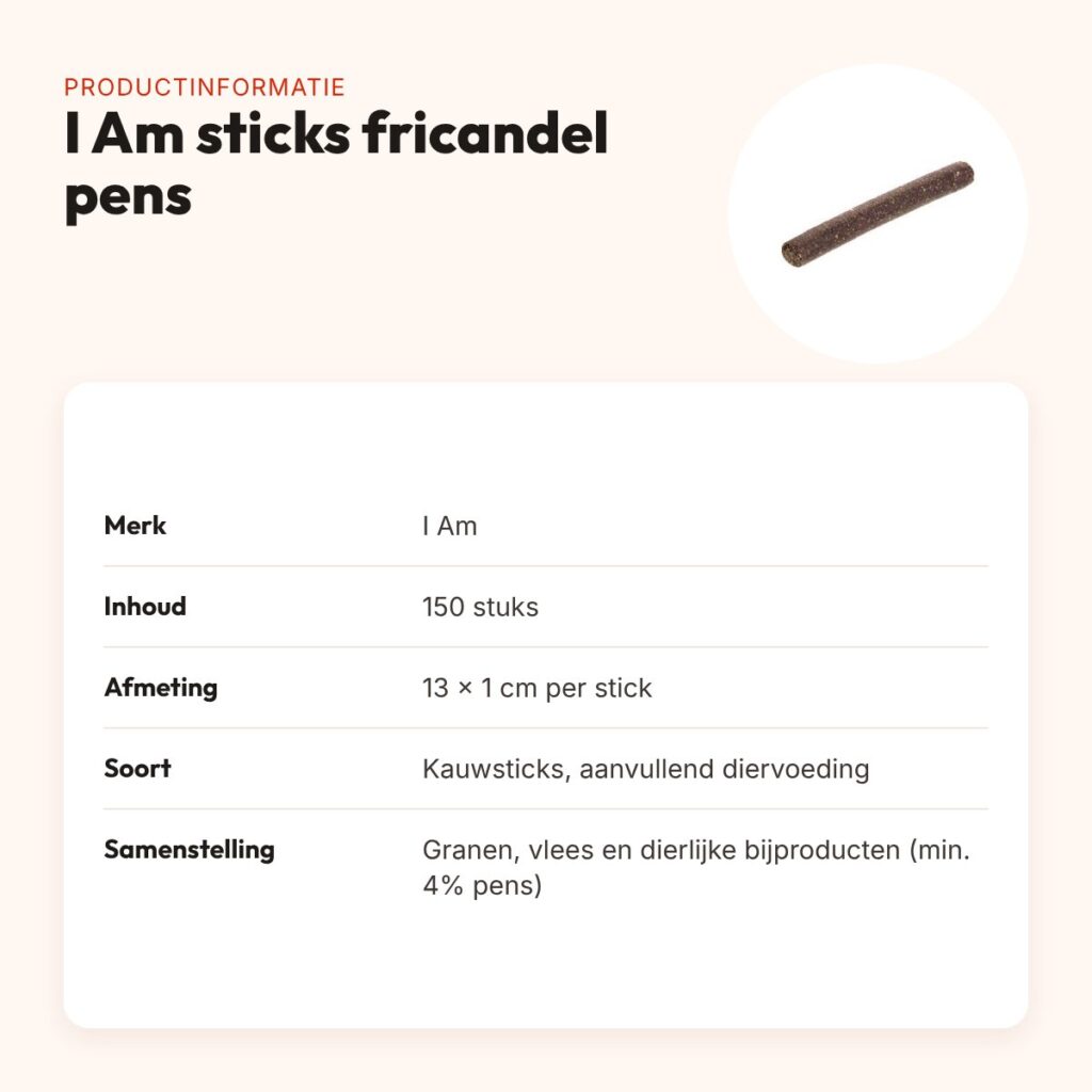 I Am sticks fricandel pens hondensnacks 150 stuks – 13 x 1 cm – productinformatie