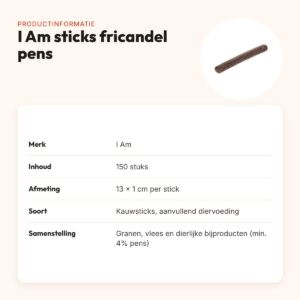 I Am sticks fricandel pens hondensnacks 150 stuks – 13 x 1 cm – productinformatie