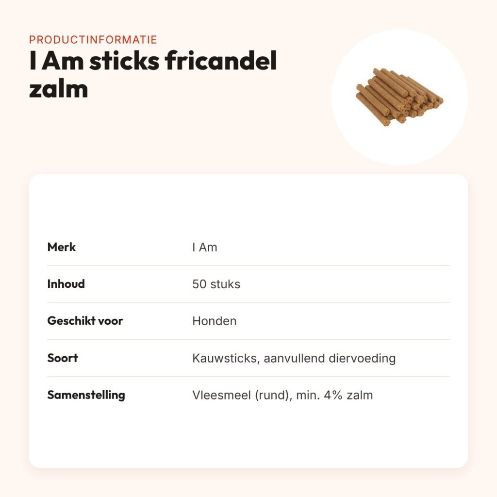 I Am sticks fricandel zalm hondenkauwsticks 50 stuks – productinformatie