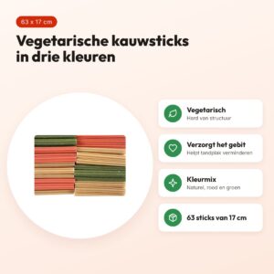 I Am Veggie Stars kauwsnack 17 cm – kleurmix, 63 stuks – voordelen