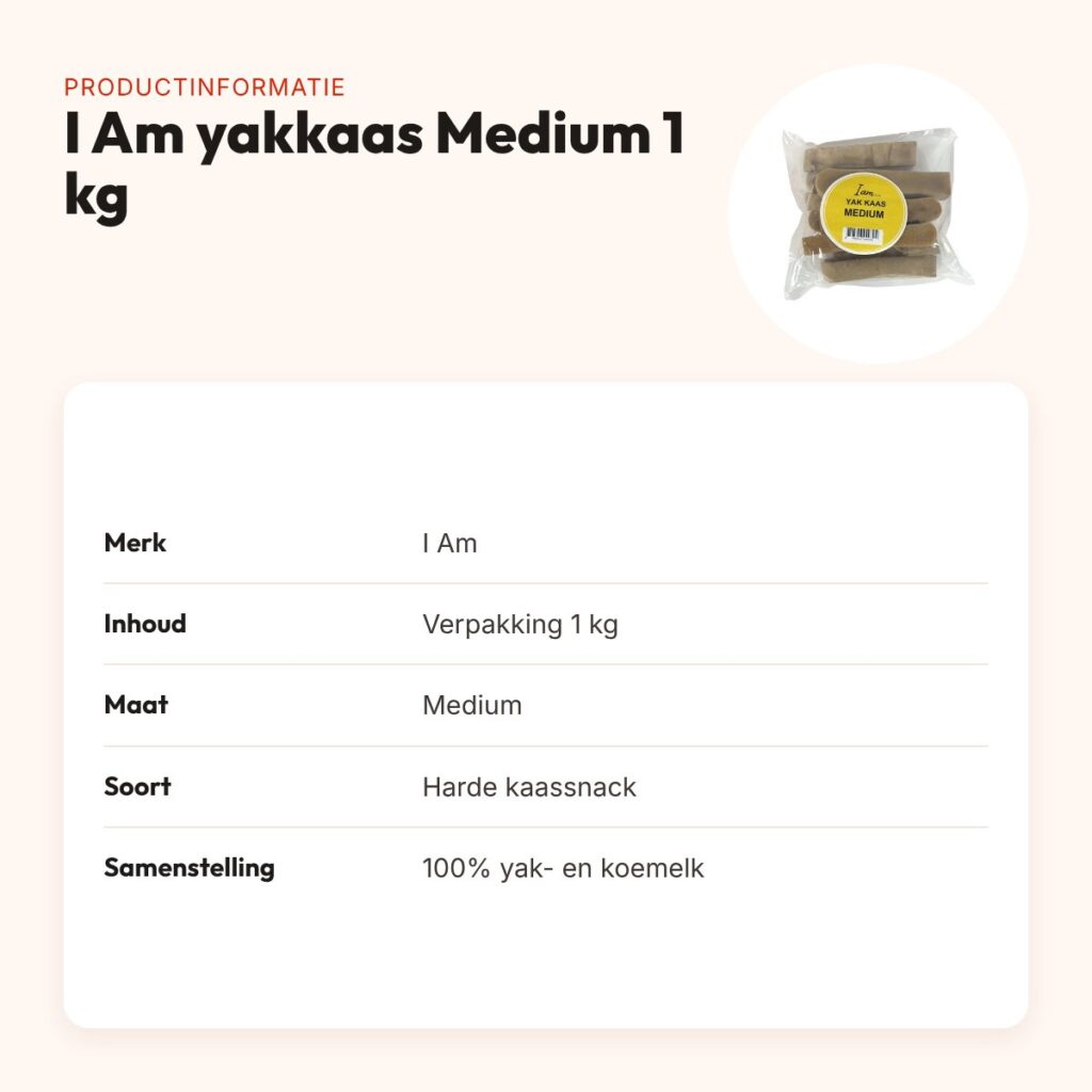 I Am yakkaas hondensnack Medium 1 kg – harde kaassnack – productinformatie