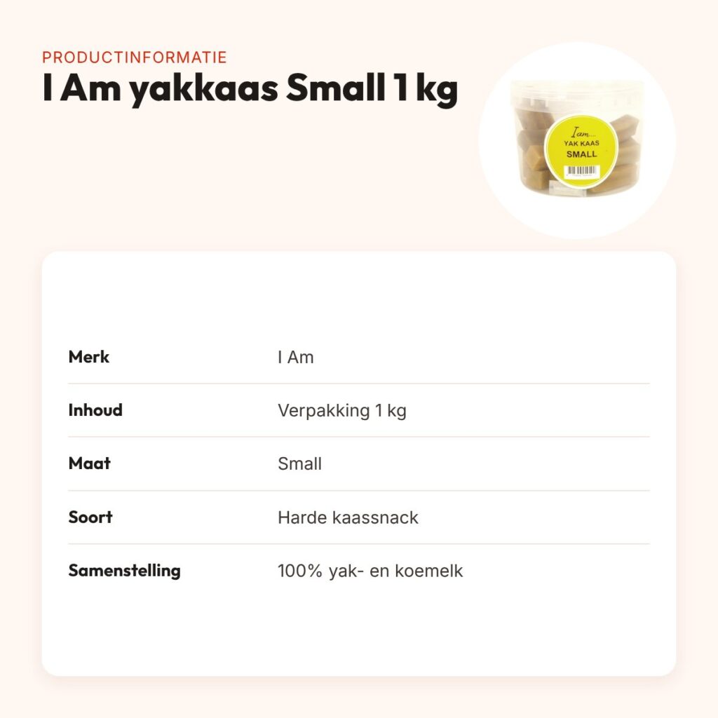 I Am yakkaas hondensnack Small 1 kg – harde kaassnack – productinformatie