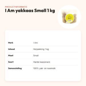 I Am yakkaas hondensnack Small 1 kg – harde kaassnack – productinformatie