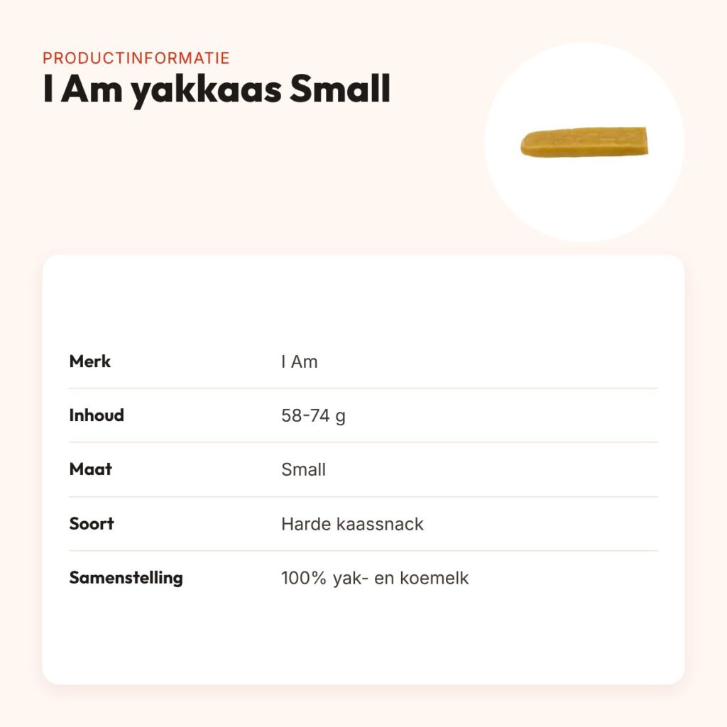 I Am yakkaas hondensnack Small 58-74 g – harde kaassnack – productinformatie