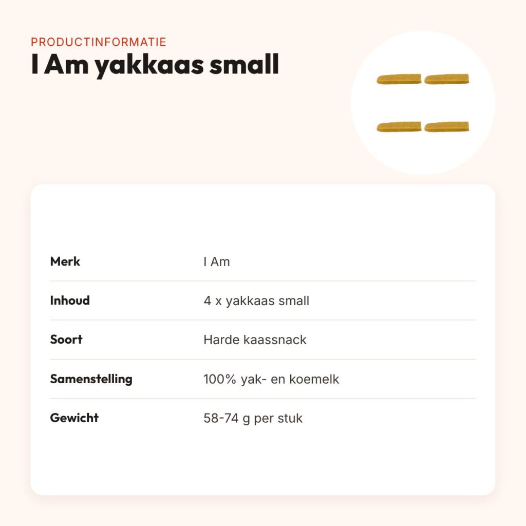 I Am yakkaas small 58-74 g – harde hondensnack, multipack 4 stuks – productinformatie