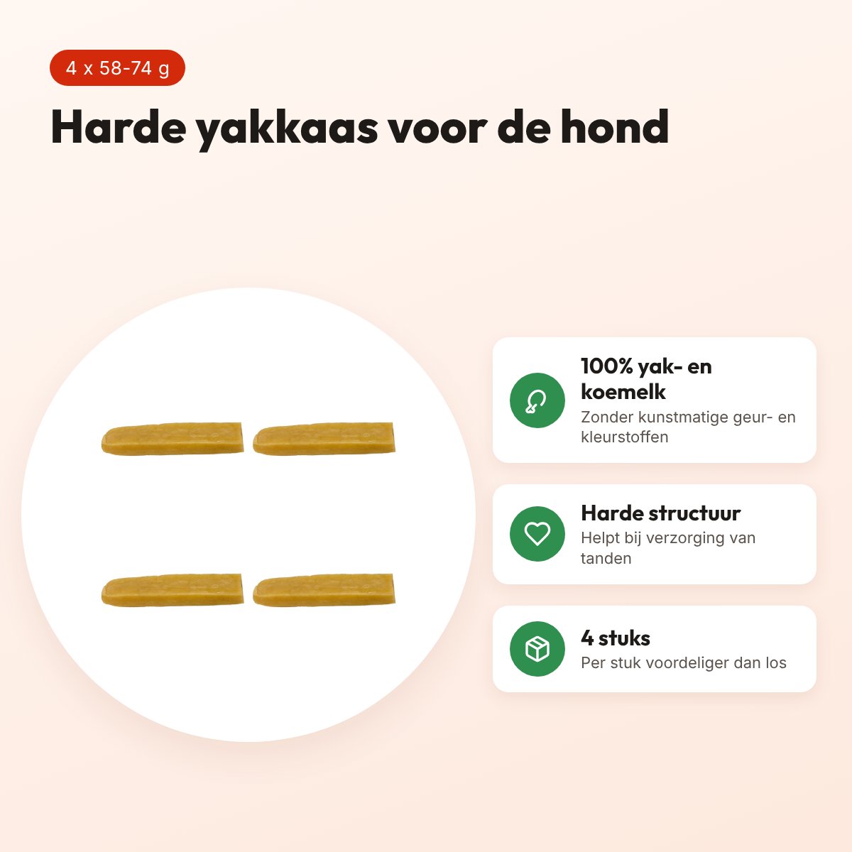 I Am yakkaas small 58-74 g – harde hondensnack, multipack 4 stuks – voordelen