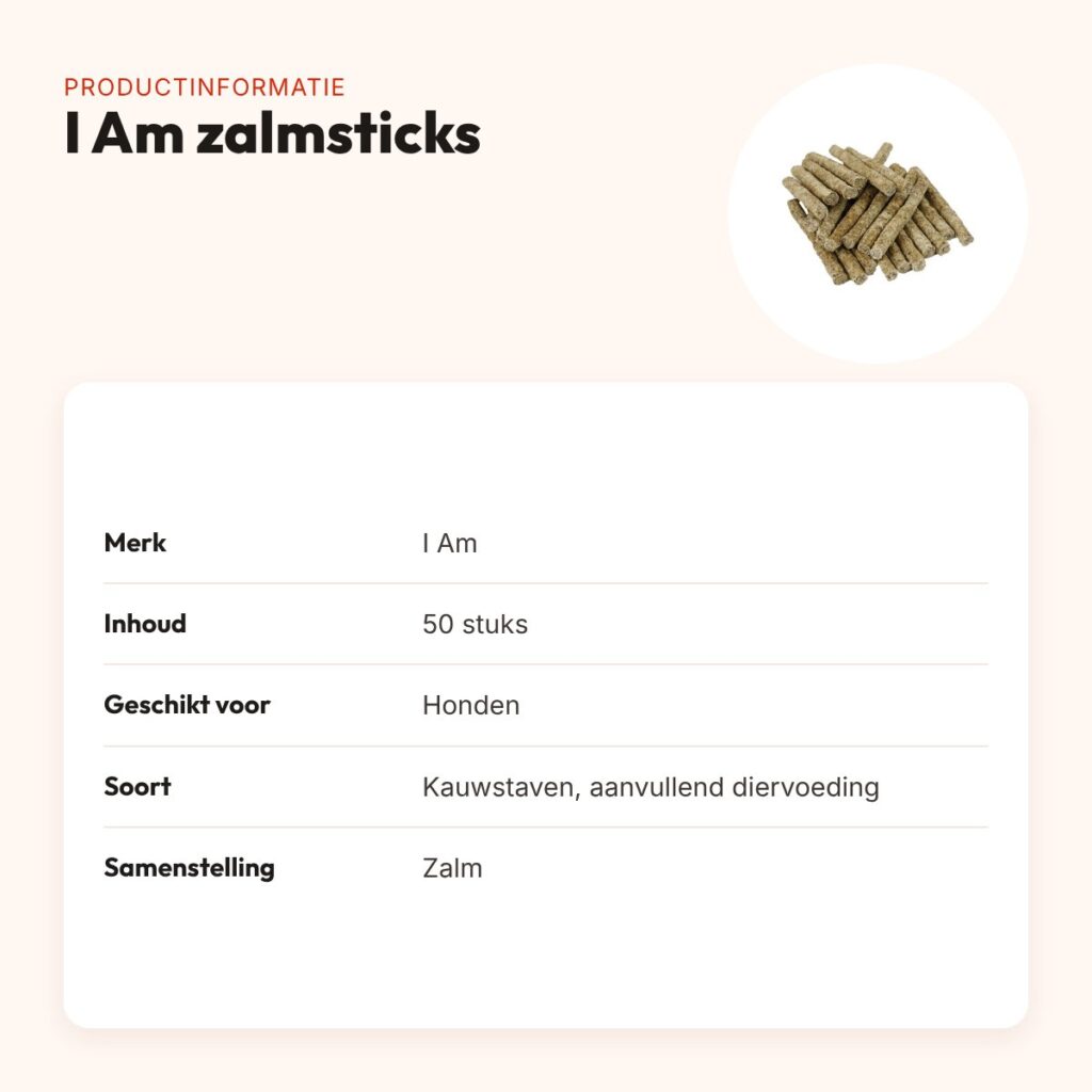 I Am zalmsticks hondensnacks 50 stuks – kauwstaven – productinformatie