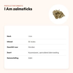 I Am zalmsticks hondensnacks 50 stuks – kauwstaven – productinformatie
