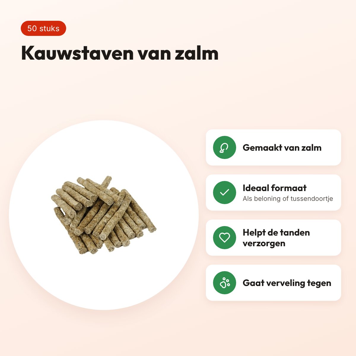 I Am zalmsticks hondensnacks 50 stuks – kauwstaven – voordelen