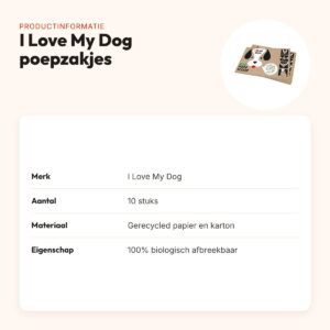 I Love My Dog hondenpoepzakjes van gerecycled papier – 10 stuks – productinformatie