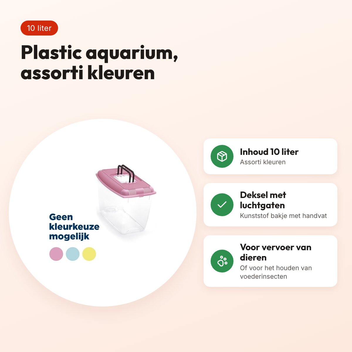 Imac Ariel plastic aquarium assorti 10 liter – met deksel en handvat – voordelen