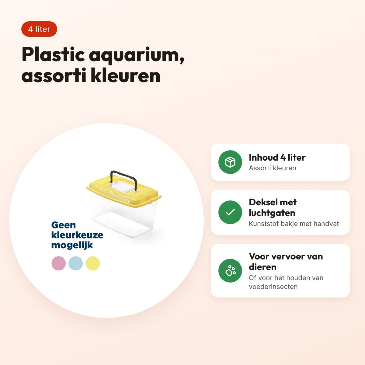 Imac Ariel plastic aquarium assorti 4 liter – met deksel en handvat – voordelen